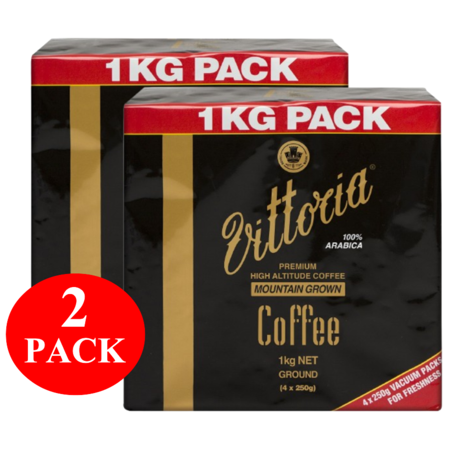 2 x Vittoria Mountain Grown Ground Coffee 1kg