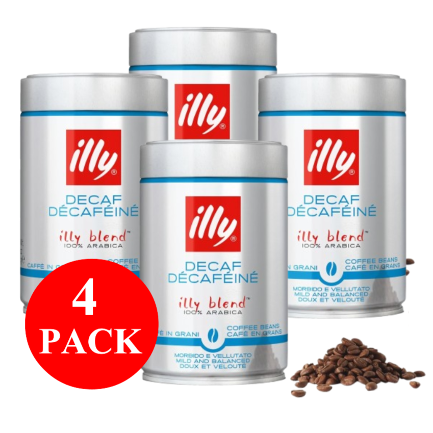 4 x illy Decaf Coffee Beans 250g