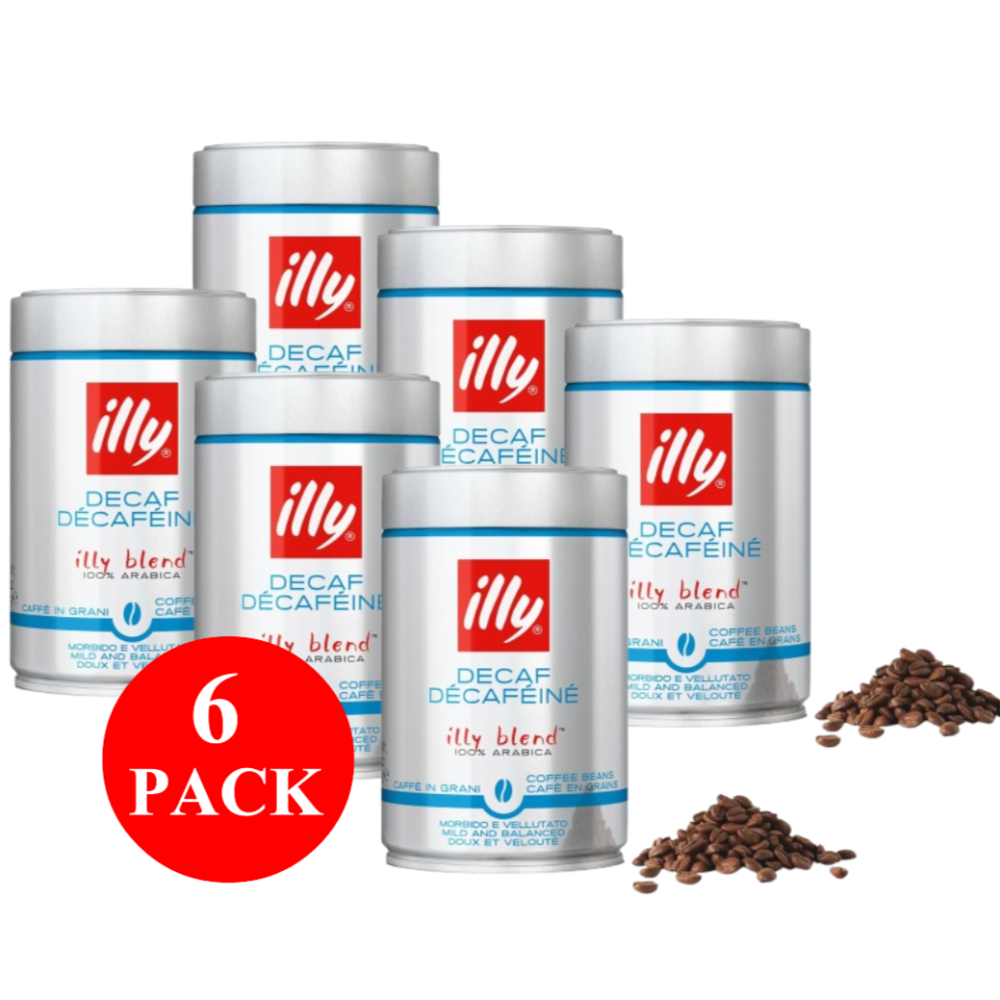 6 x illy Decaf Coffee Beans 250g