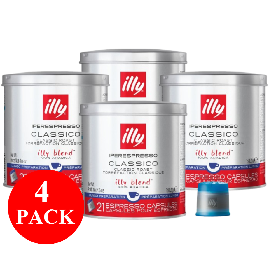 4 x illy Classico Lungo Espresso Capsules 21pcs 140g