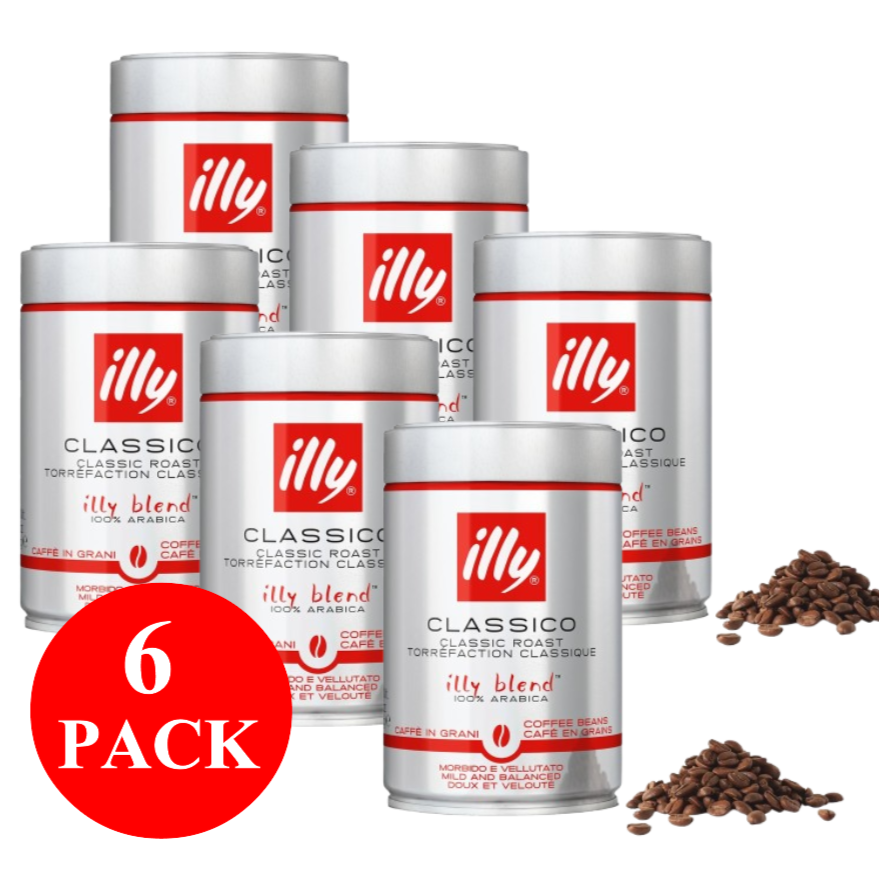 6 x illy Classico Coffee Beans 250g