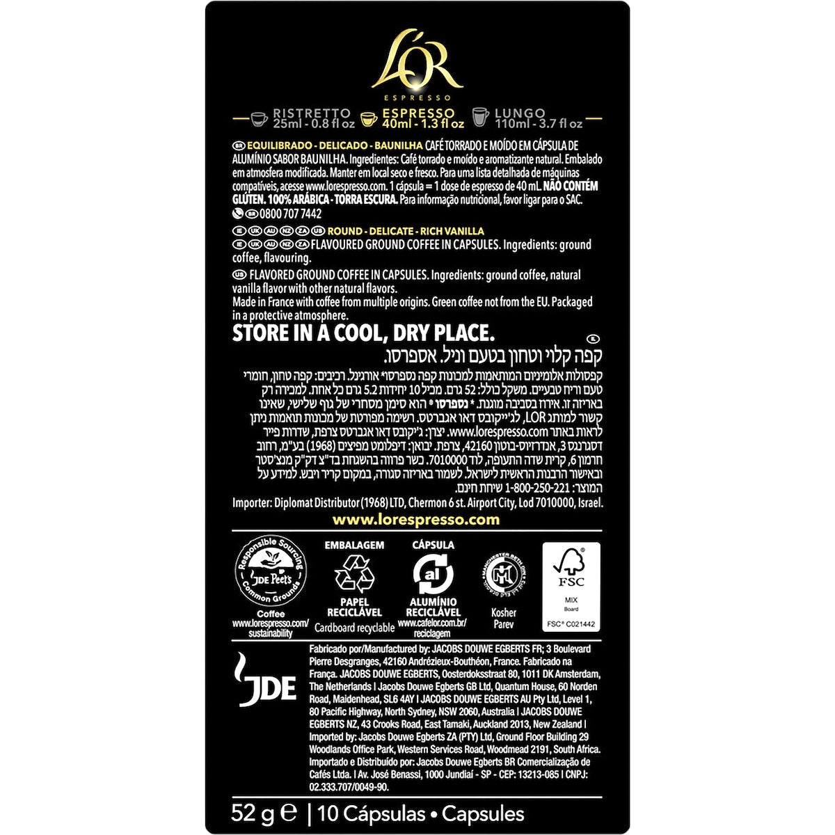 L'or Espresso Vanilla Capsules 50 Pack