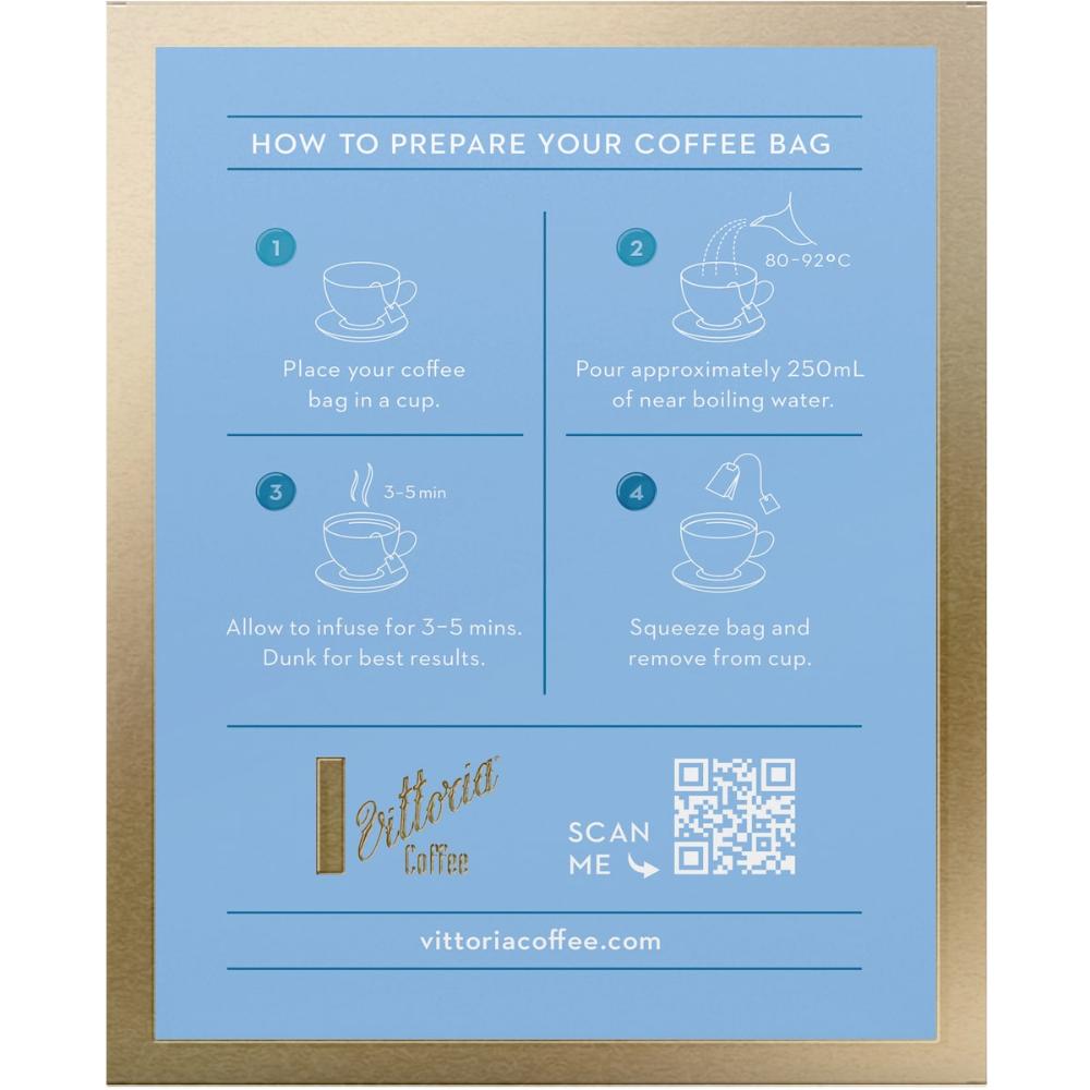Vittoria Coffee Decaffeinated Coffee Bags 60 Pack