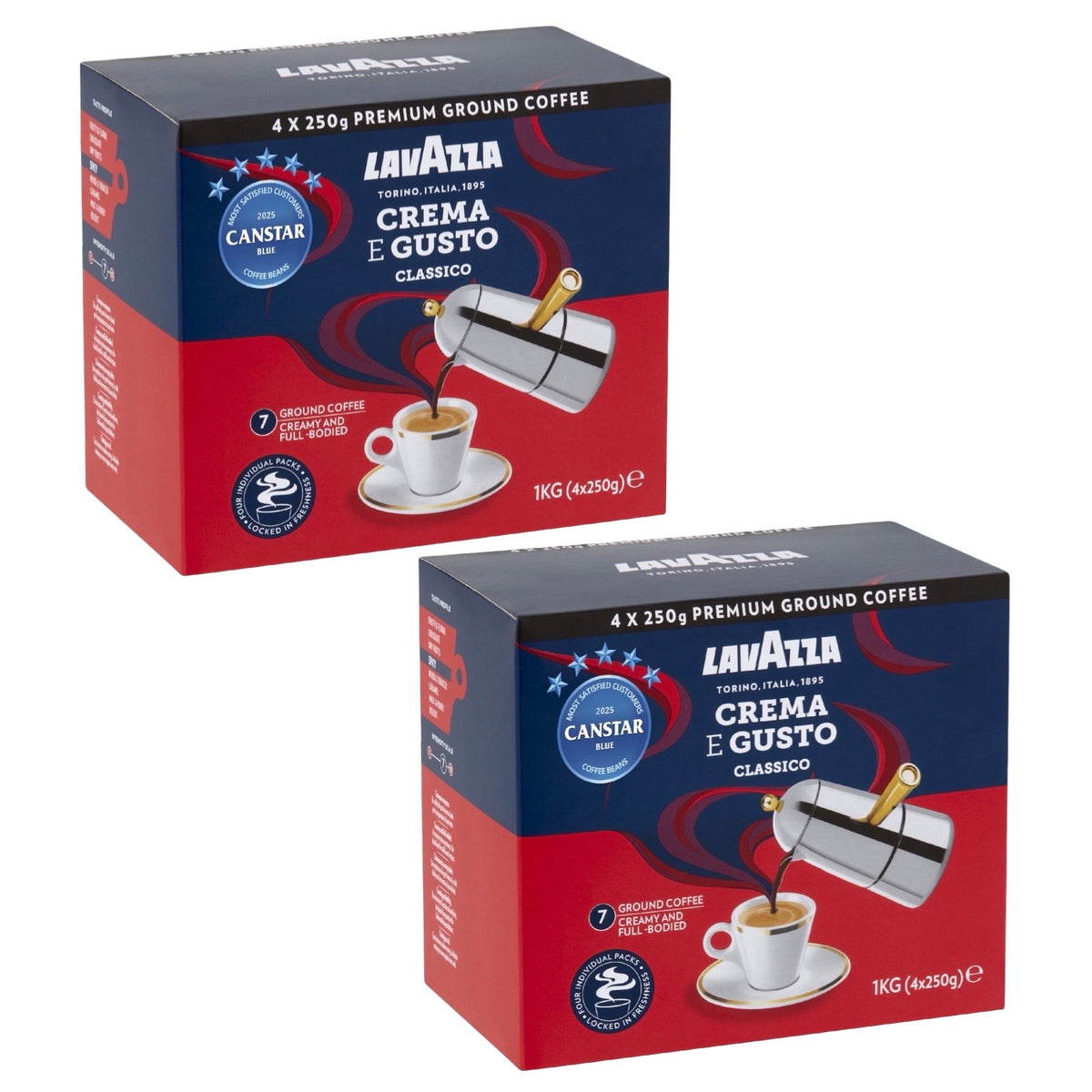 2x Lavazza Crema E Gusto Ground Coffee 1kg (2kg Total)