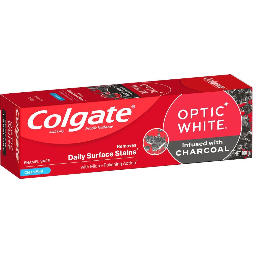 5 x Colgate Teeth Whitening Toothpaste Optic White With Charcoal 100g