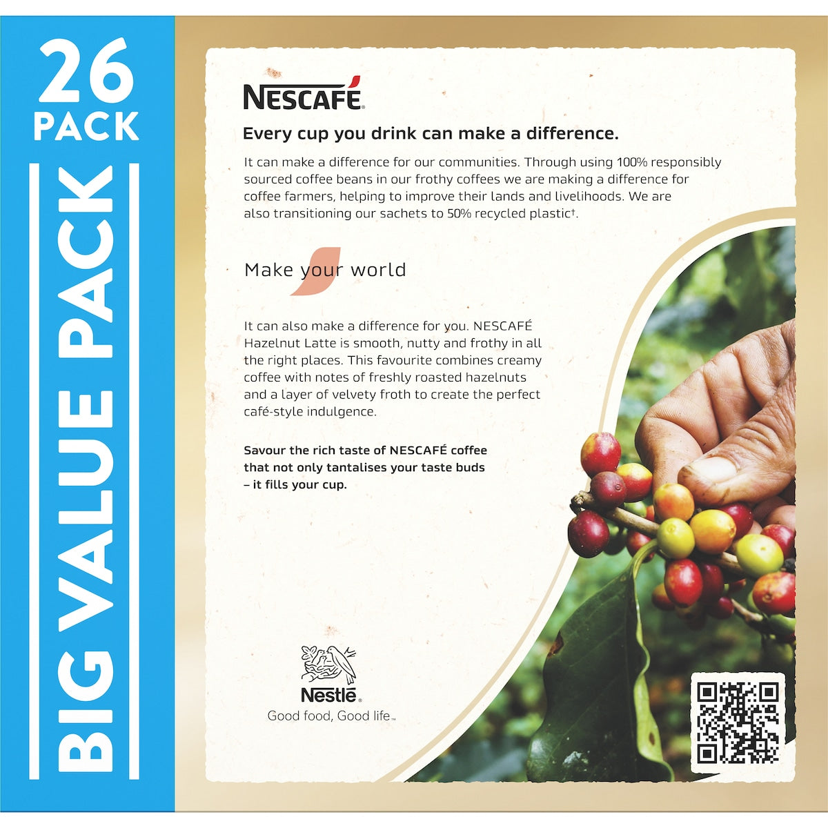 Nescafe Hazelnut Latte Coffee Sachets 130 Pack