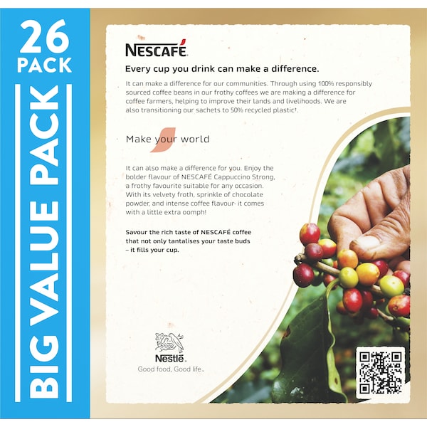 Nescafe Cappuccino Strong Coffee Sachets 130 Pack