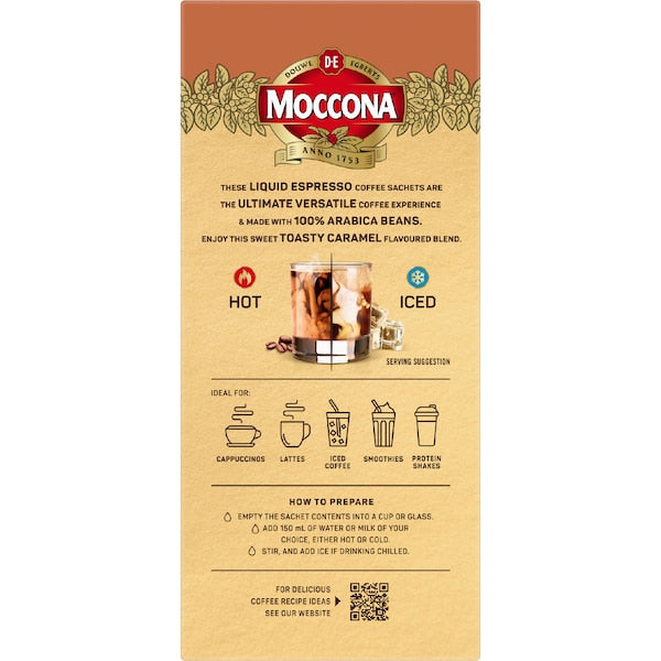 Moccona Liquid Coffee Sachets Espresso Caramel (40 serves)