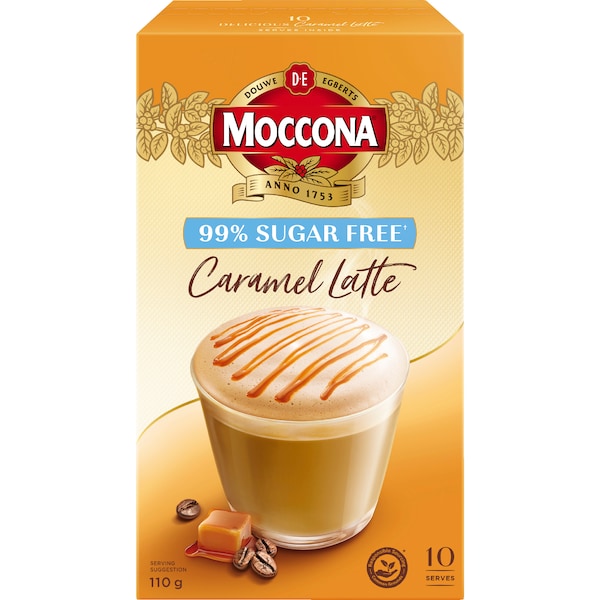 Moccona Coffee Sachets Sugar Free Caramel Latte (100 serves)