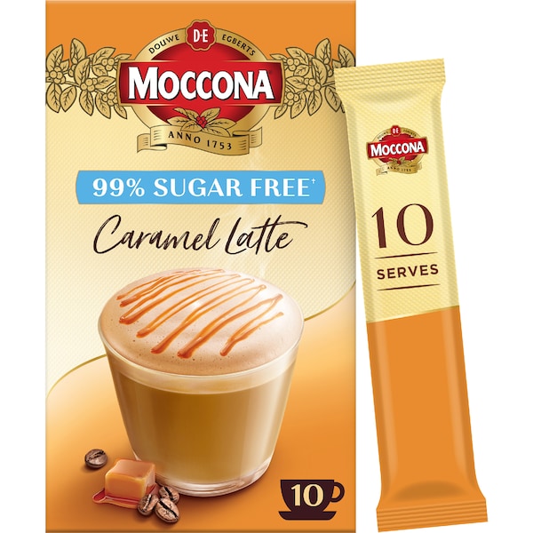 Moccona Coffee Sachets Sugar Free Caramel Latte (100 serves)