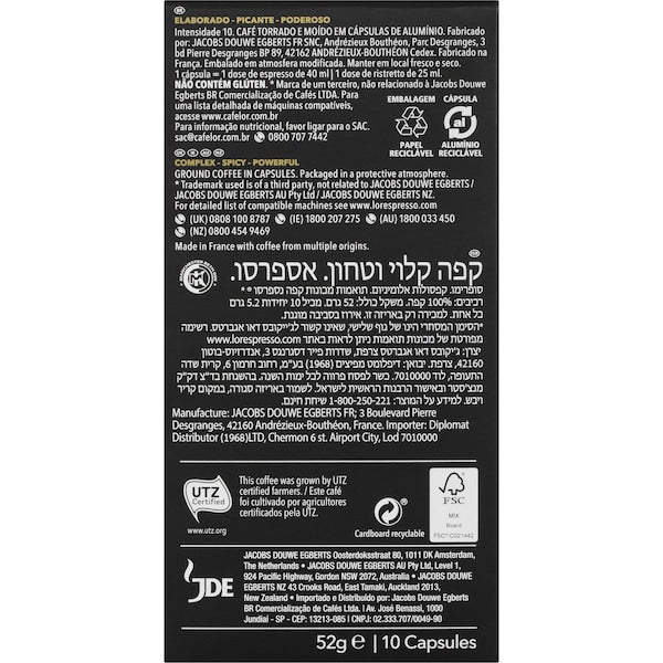 L'or Espresso Supremo Intensity 10 Coffee Capsules 100 Pack