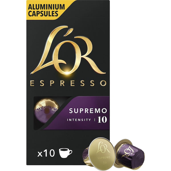 L'or Espresso Supremo Intensity 10 Coffee Capsules 100 Pack