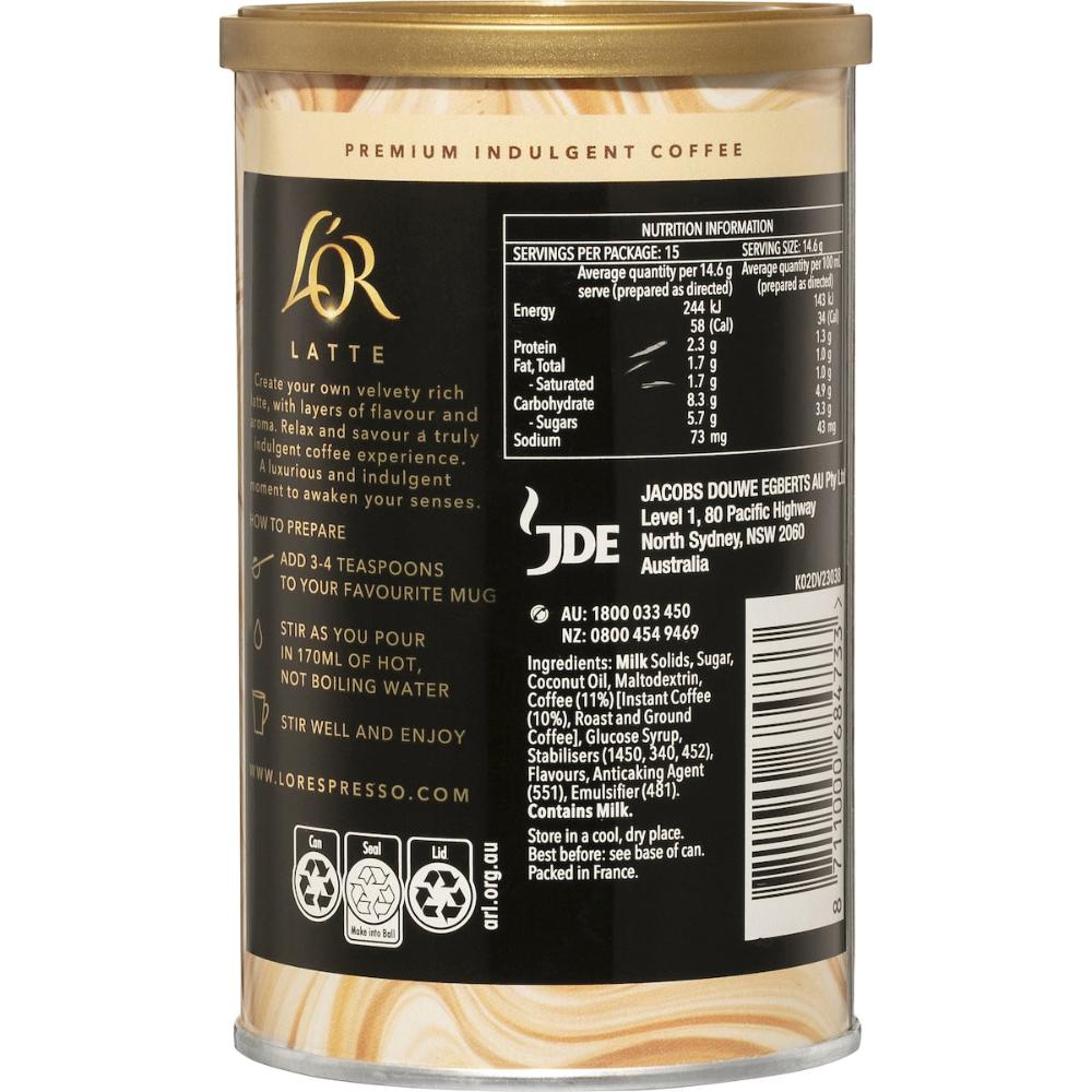 L'or Coffee Latte Rich & Velvety 220g