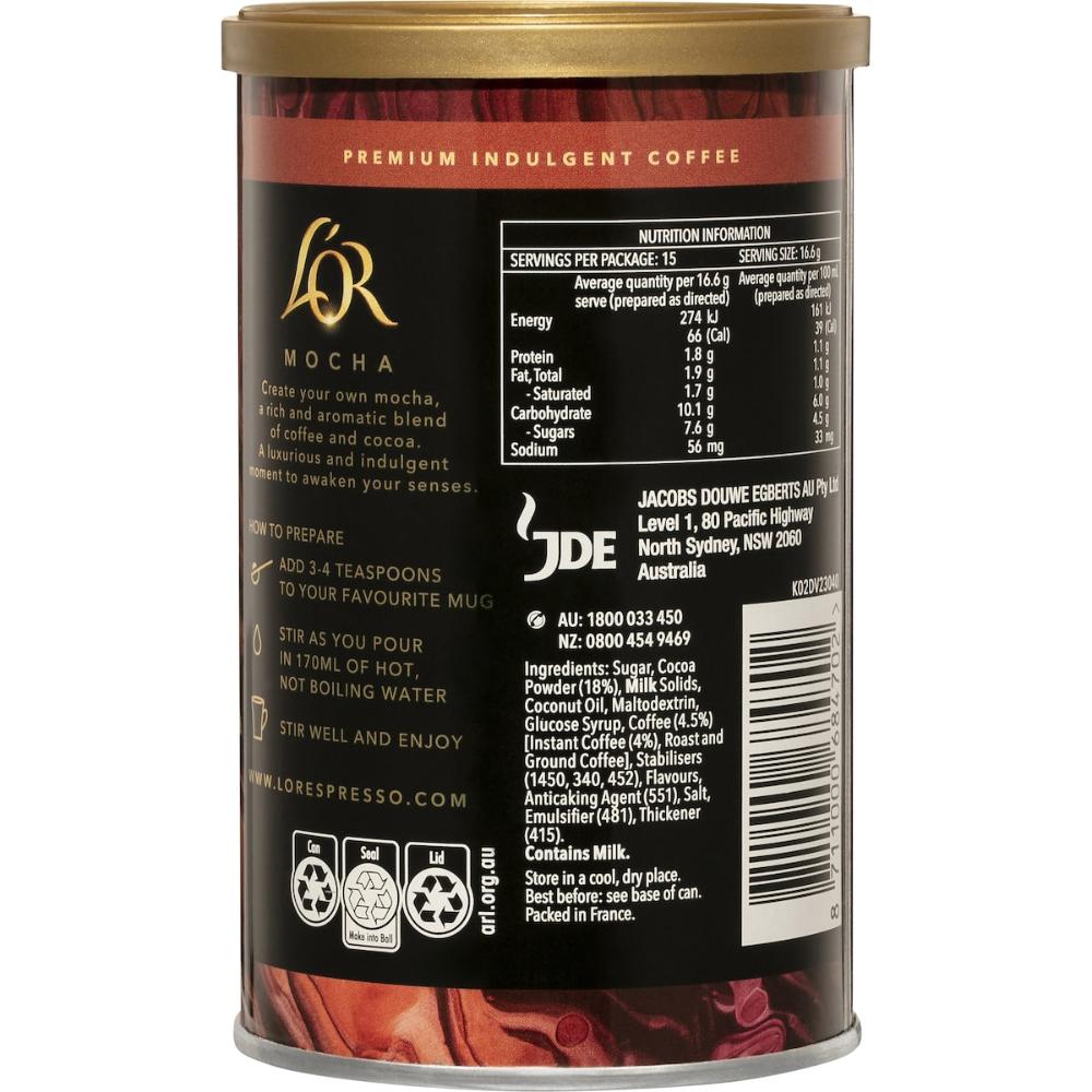 L'or Coffee Mocha Smooth & Indulgent 250g (6 Pack)