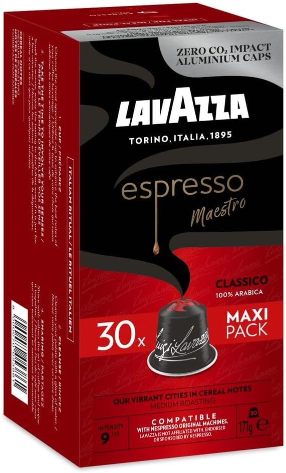 Lavazza Espresso Maestro Classico Coffee Capsules - Compatible with Nespresso Machines - 30 Pods