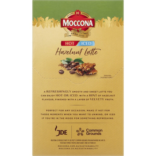 Moccona Hot/iced Hazelnut Latte Sachets 8 Pack