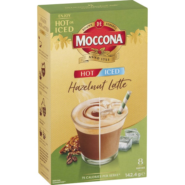 Moccona Hot/iced Hazelnut Latte Sachets 80 Pack
