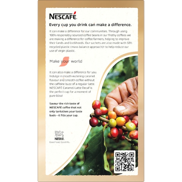 Nescafe Caramel Latte Decaf Coffee Sachets (100 serves)