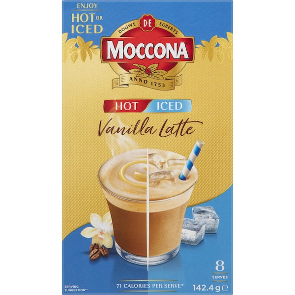 Moccona Hot/iced Vanilla Latte Sachets 8 Pack