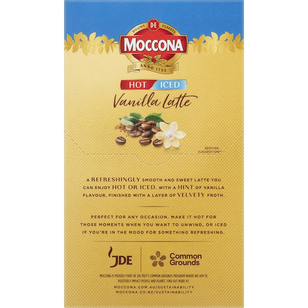 Moccona Hot/iced Vanilla Latte Sachets 8 Pack