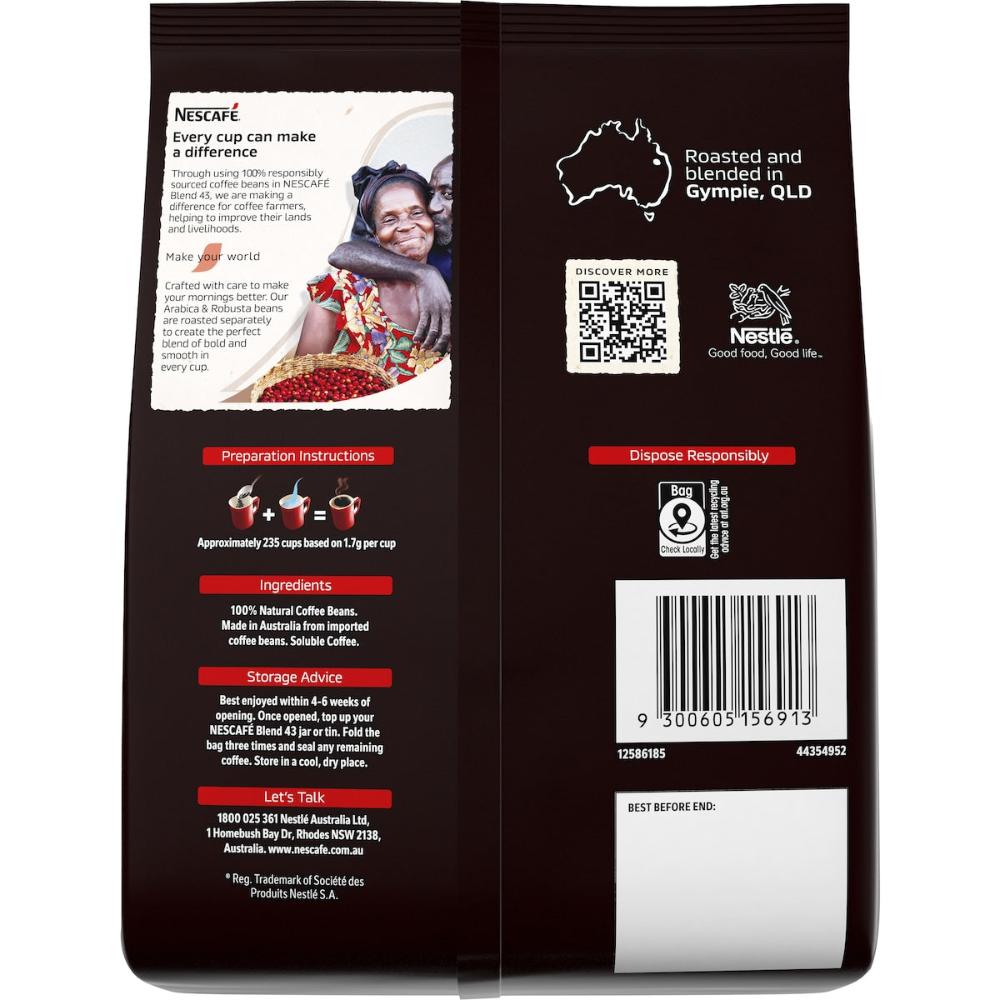 3 x Nescafe Blend 43 Instant Coffee Refill 400g