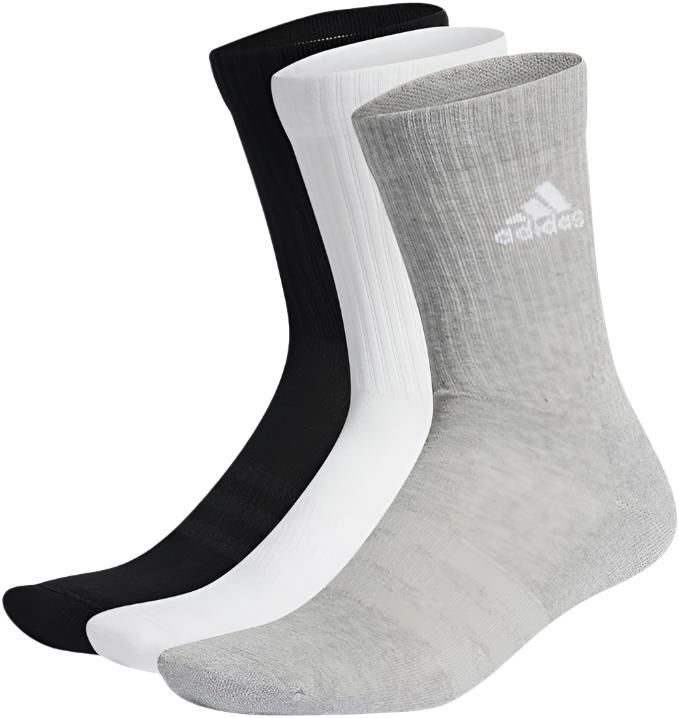 Adidas Unisex Cushioned Crew Sock 3-Pack - Medium Grey Heather / White / Black