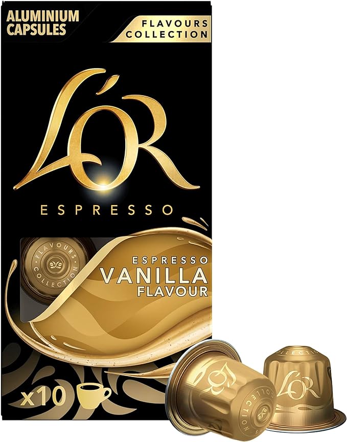 L'OR Espresso Vanilla Coffee - 100 Aluminium Capsules Compatible with Nespresso Machines (10x10 Pods Pack)