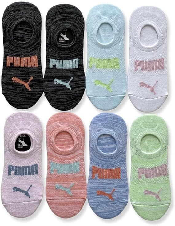 Puma Ladies Women No Show Sport Liner Socks 8-Pack Shoe Size: 5-9.5 - Multi
