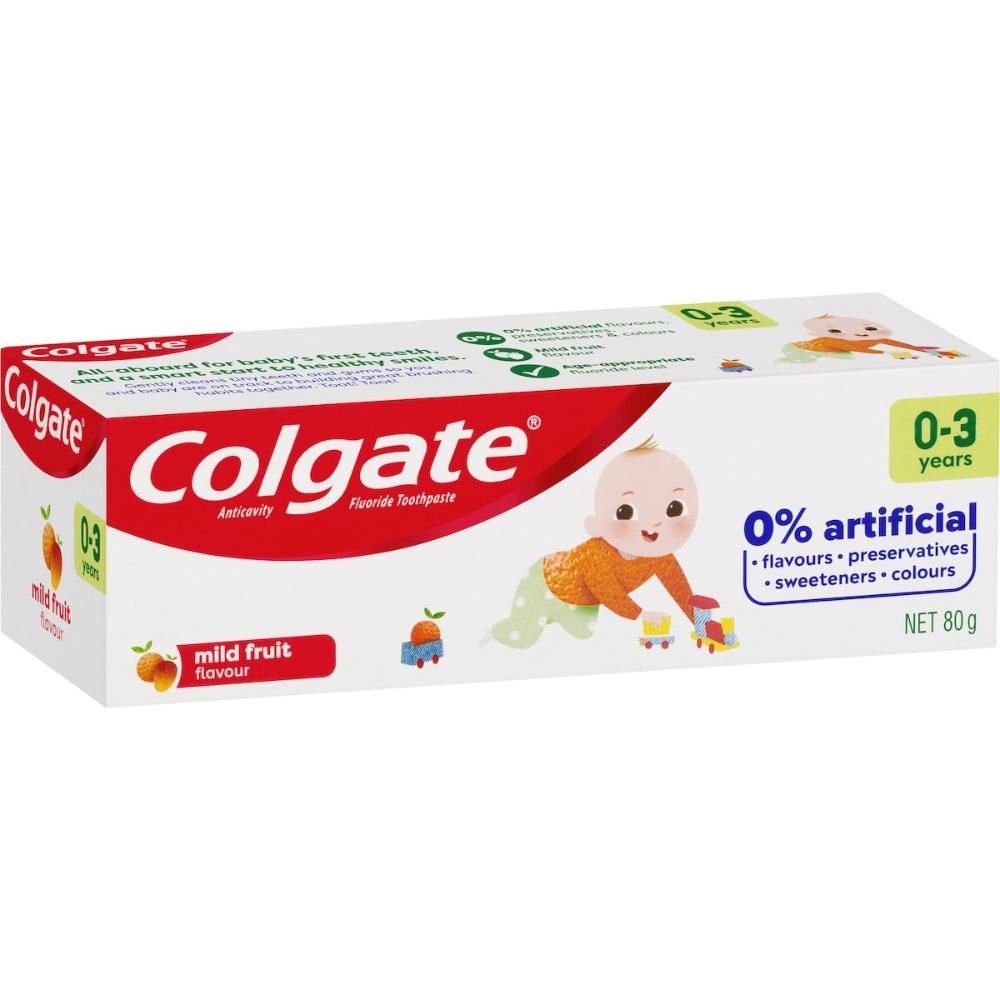 3 x Colgate Kids Toothpaste Anticavity 0-3 Yrs Mild Fruit 80g