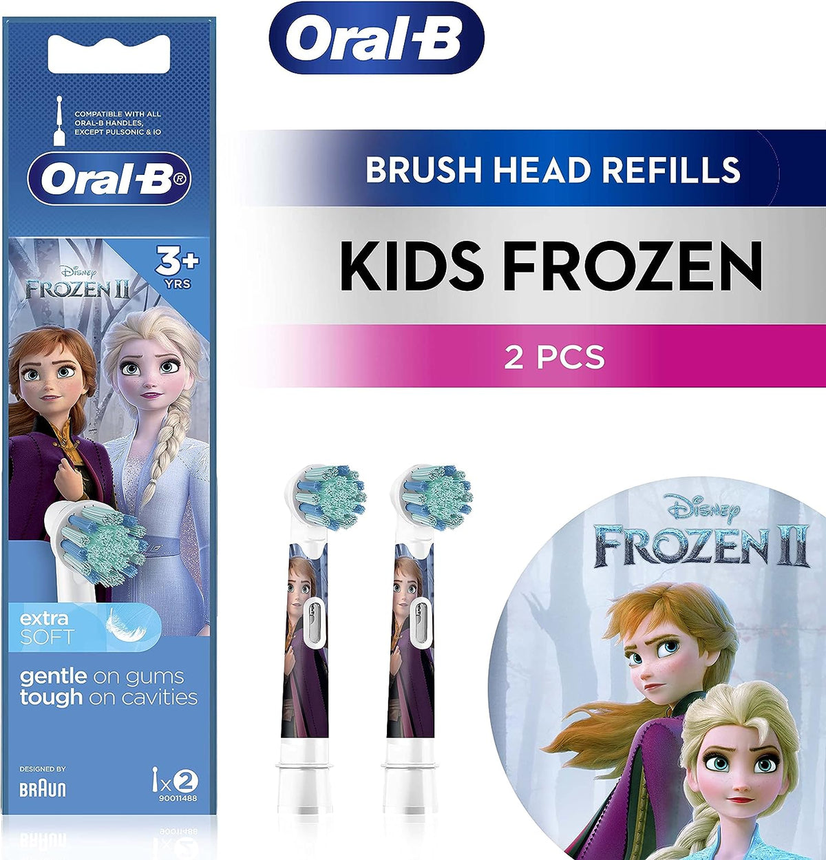 Oral B Power Toothbrush Kids Frozen Refills 2 Pack