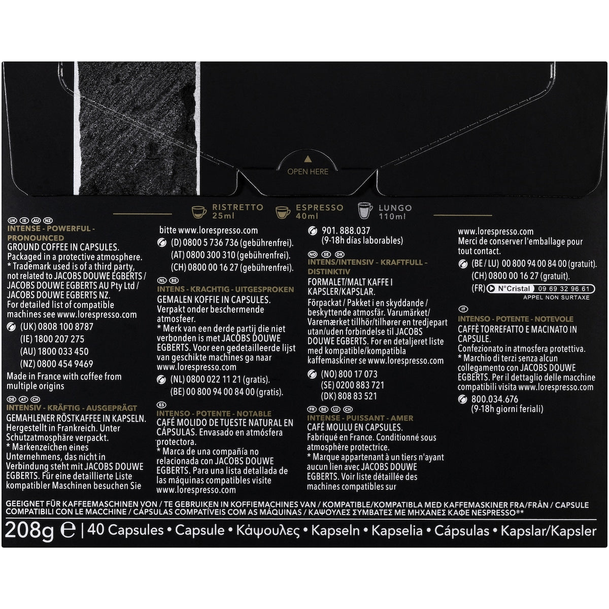 L'or Espresso Onyx Intensity 12 Coffee Capsules 40 Pack