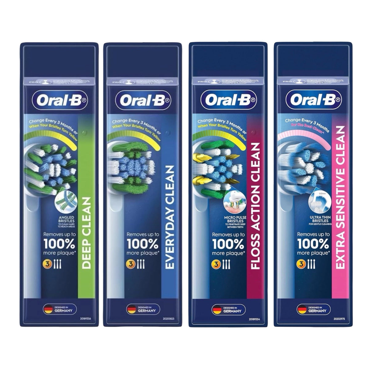 Oral-B Replacement Brush Heads Refills – Everyday Clean / Deep Clean / FlossAction / Extra Sensitive 12 Pack