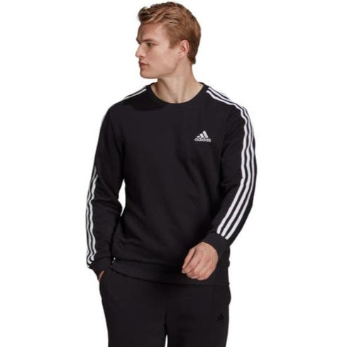 Adidas Men's 3 Stripe French Terry Sweatshirt - Black/White