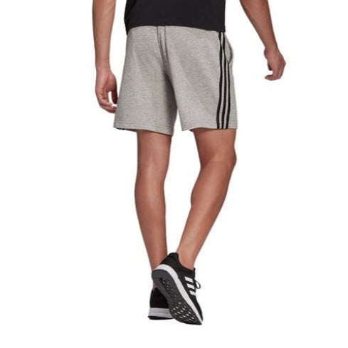 Adidas Men's 3 Stripe French Terry Shorts - Medium Grey Heather/Black