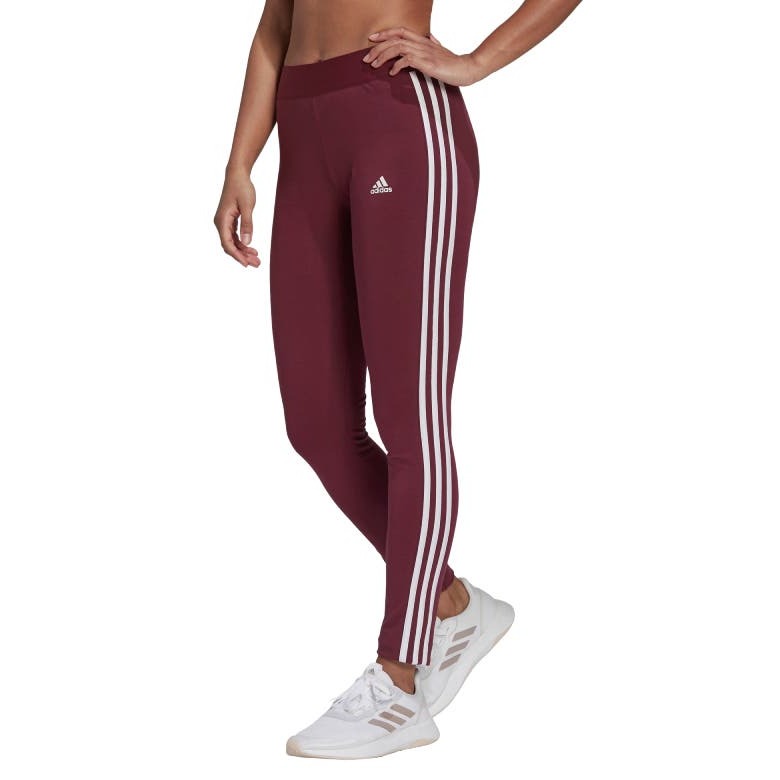 Adidas Women's 3 Stripe Leggings - Victory Crimson/White