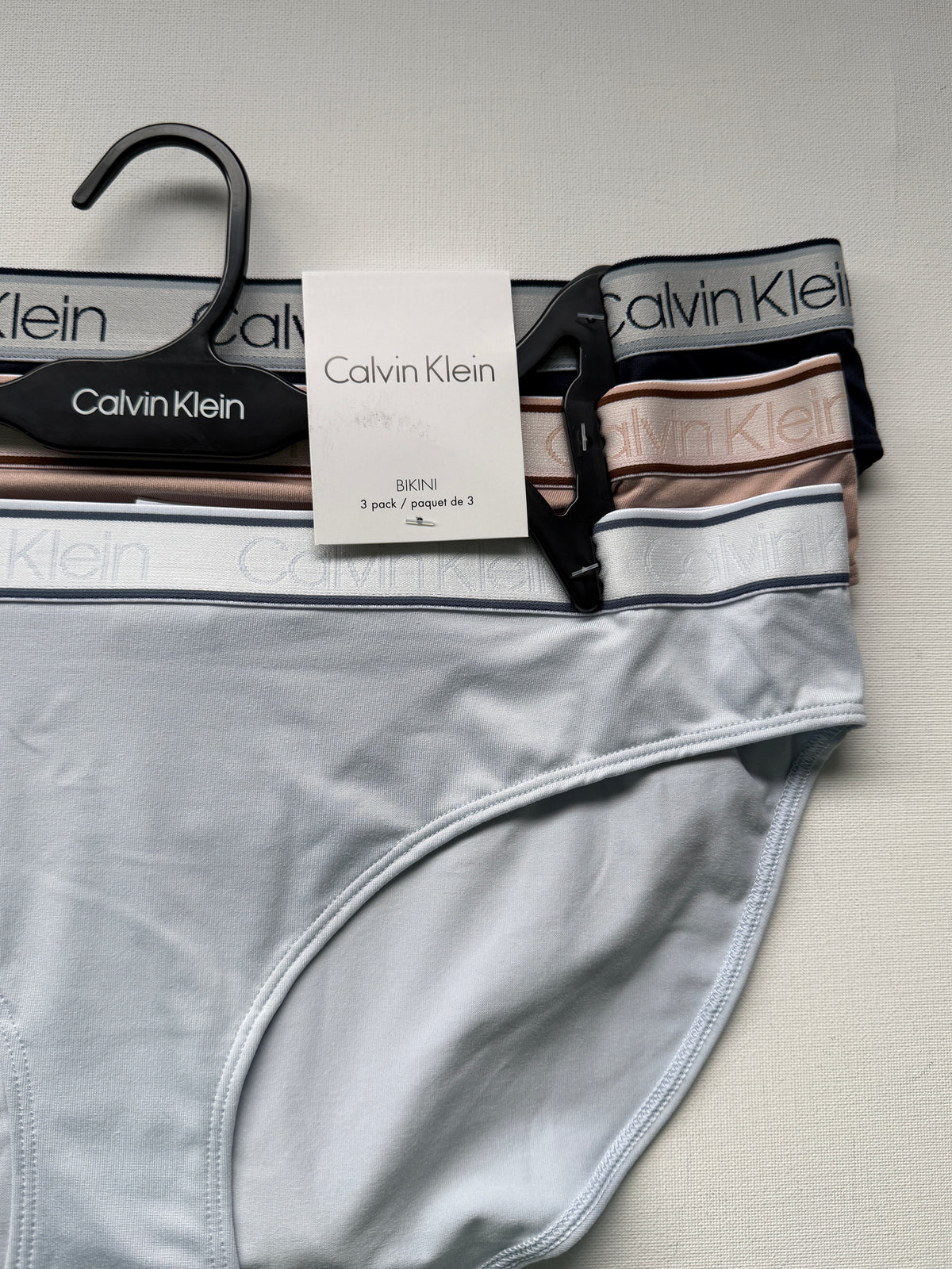 Calvin Klein Women's Bikini Style Underwear 3 Pack - Navy/Tan/Blue