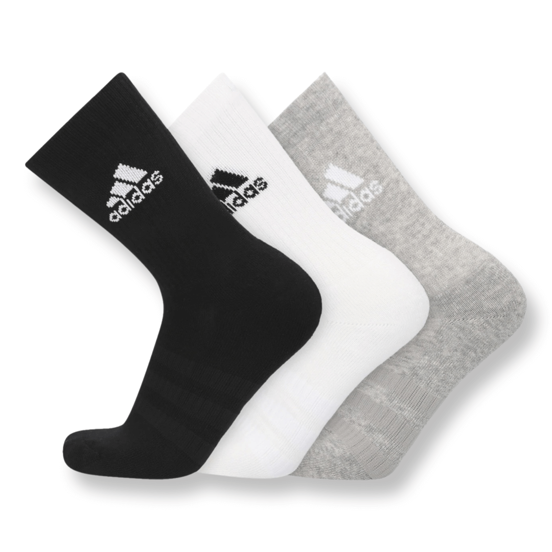 Adidas Men's Cushioned Crew Socks 3-Pack - Grey Heather/White/Black