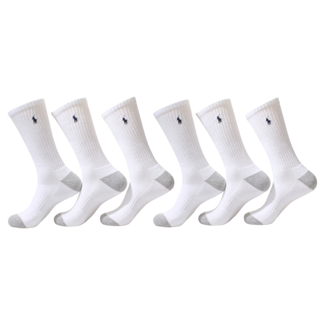 Polo Ralph Lauren Men's Classic Cotton Sport Crew Socks 6-Pack, Size US 10-13 - White