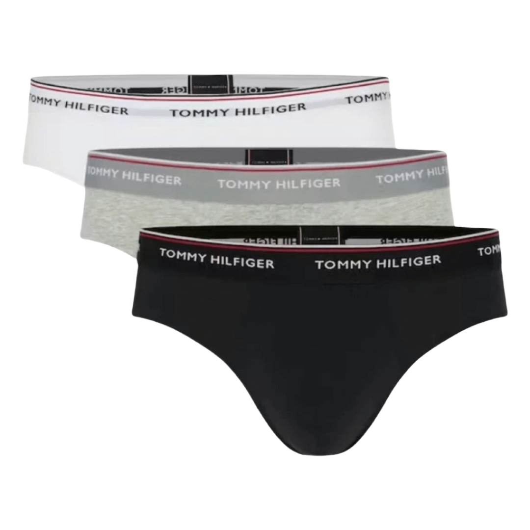 Tommy Hilfiger Men's 3 Pack Brief - Black/Grey Heather/White