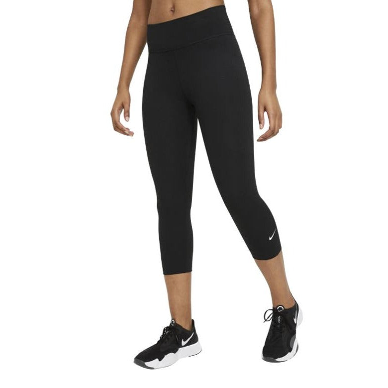 Nike Women's One Dri FIT Mid Rise Capri Tights - Black/White