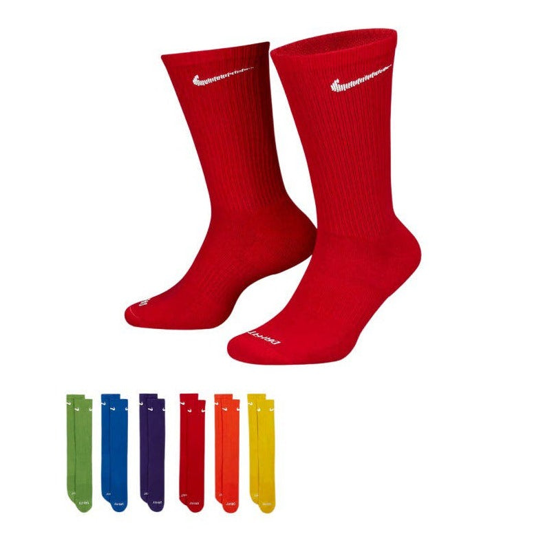 Nike Unisex 6 Pack Everyday Plus Cushioned Crew Socks - Multicolour
