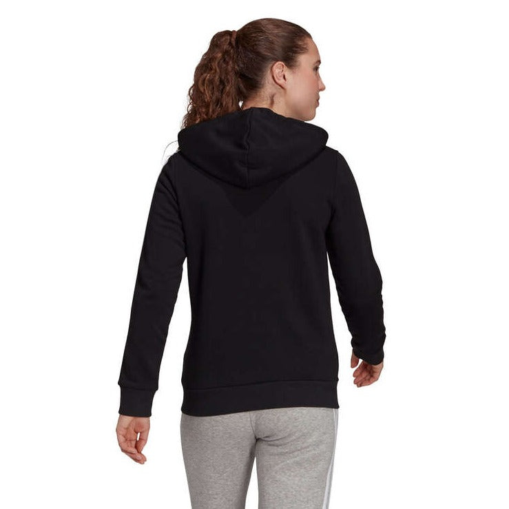 Adidas Women's Essentials Fleece 3-Stripes Full-Zip Hoodie - Black/White