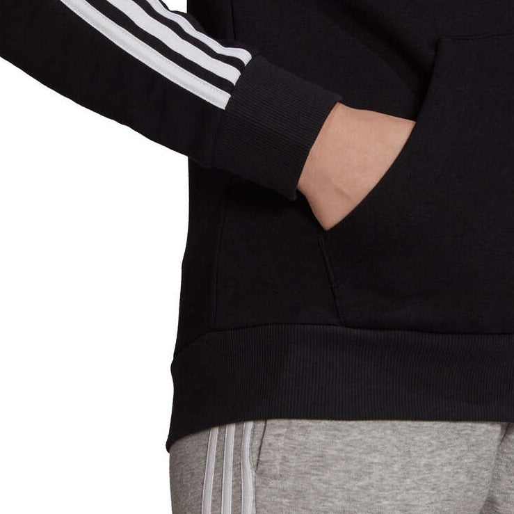 Adidas Women's Essentials Fleece 3-Stripes Full-Zip Hoodie - Black/White