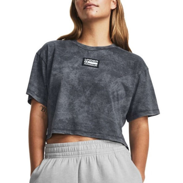 Under Armour Womens UA Logo Washed Cropped Tee - Black