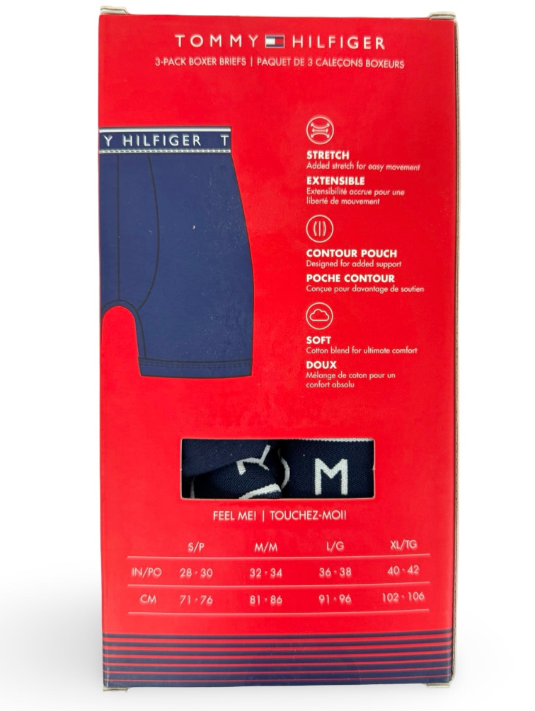 Tommy Hilfiger Men's Cotton Stretch Boxer Briefs 3-Pack - Navy