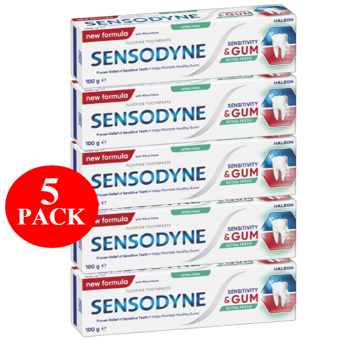 5 x Sensodyne Sensitivty & Gum Toothpaste Extra Fresh 100g