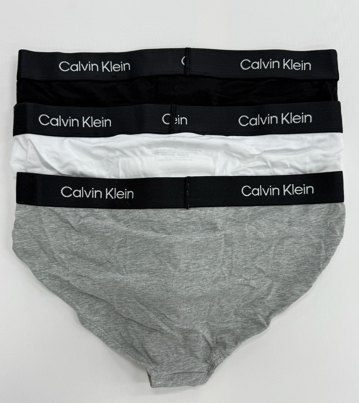 Calvin Klein 1996 Mens Underwear Cotton Stretch Hip Brief 3 Pack - Black/White/Grey