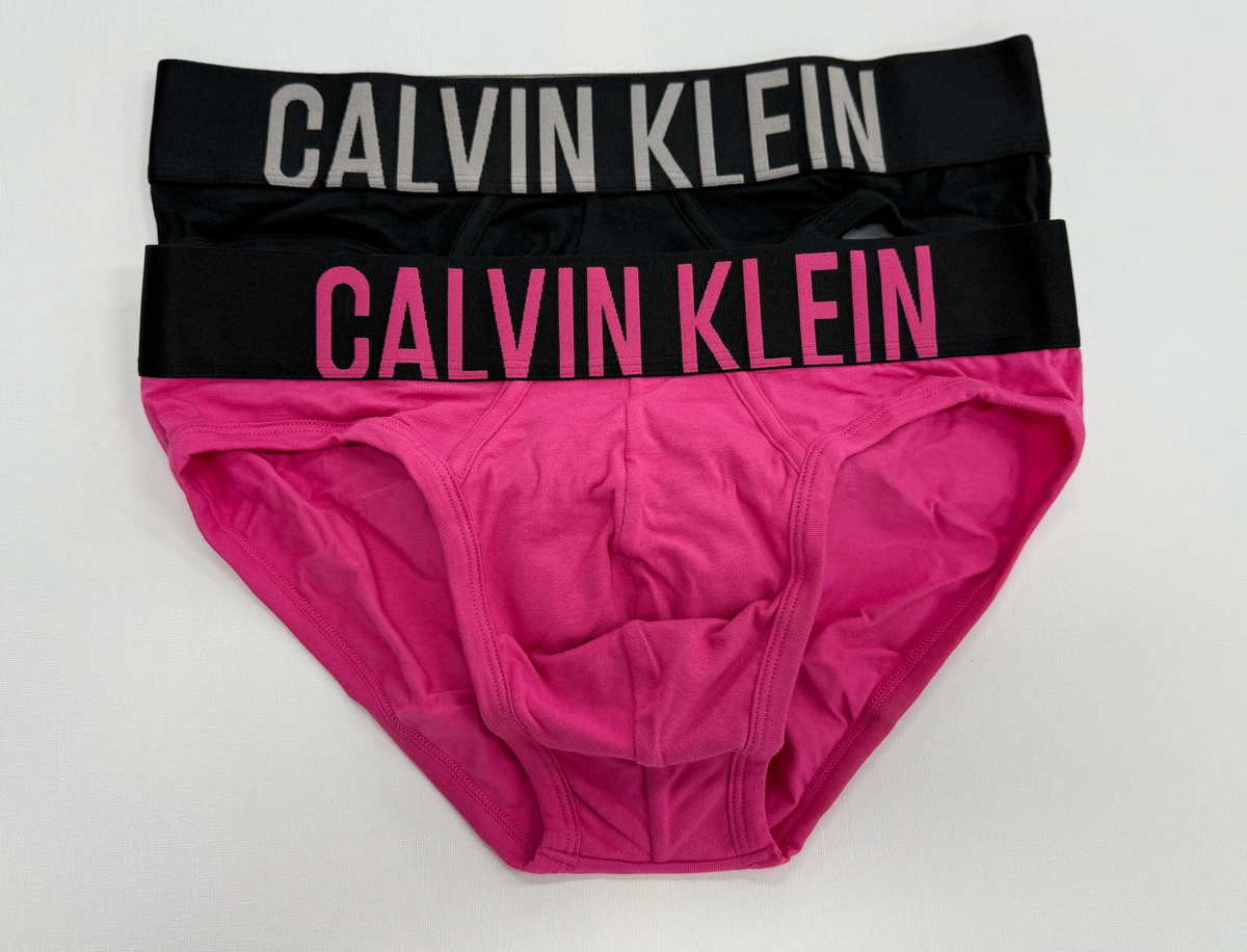 Calvin Klein Mens Underwear Intense Power Cotton 2 Pack Briefs - Black/Carnival