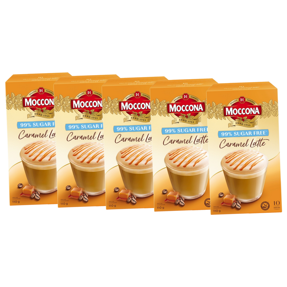Moccona Coffee Sachets Sugar Free Caramel Latte (50 serves)