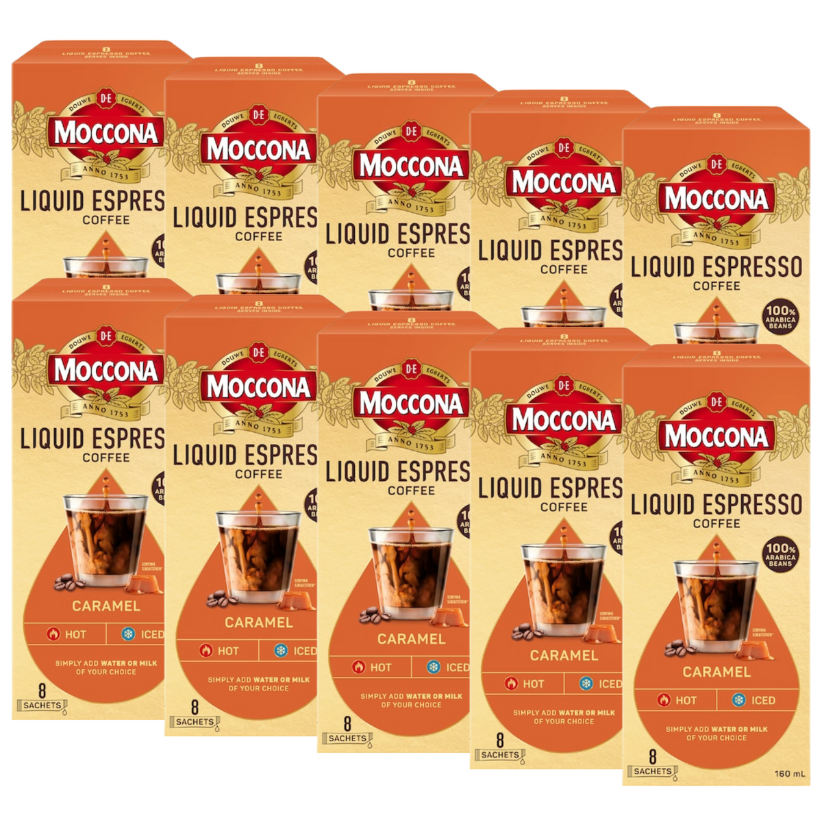 Moccona Liquid Coffee Sachets Espresso Caramel (80 serves)